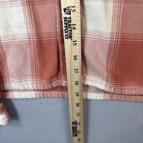 Mother The Overshirt Jacket Size S Hot Off the Block 100% Cotton Orange Plaid - Picture 5 of 11